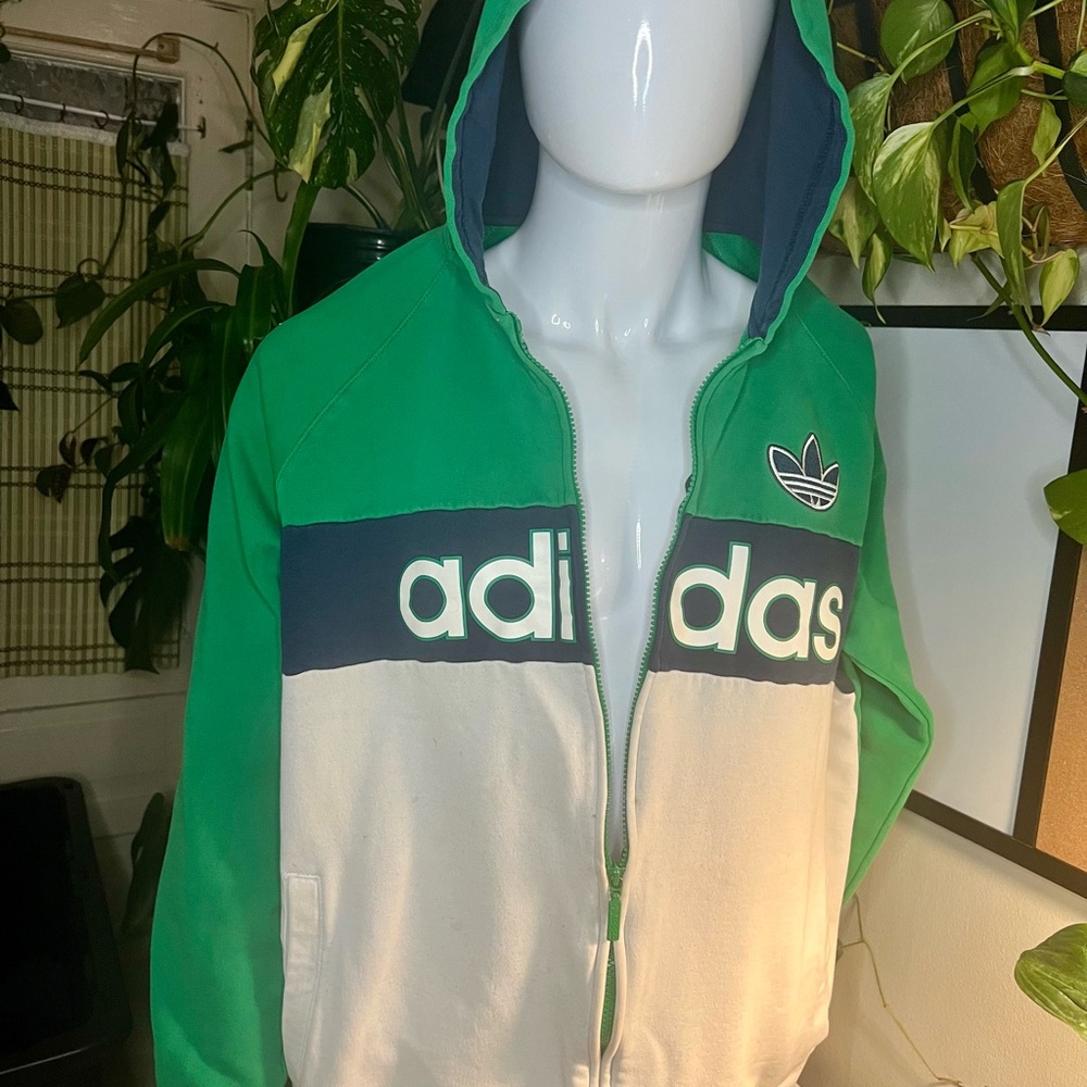 Rare 2012 Adidas Green and White Zip-Up Jacket, Netherlands release (import)
